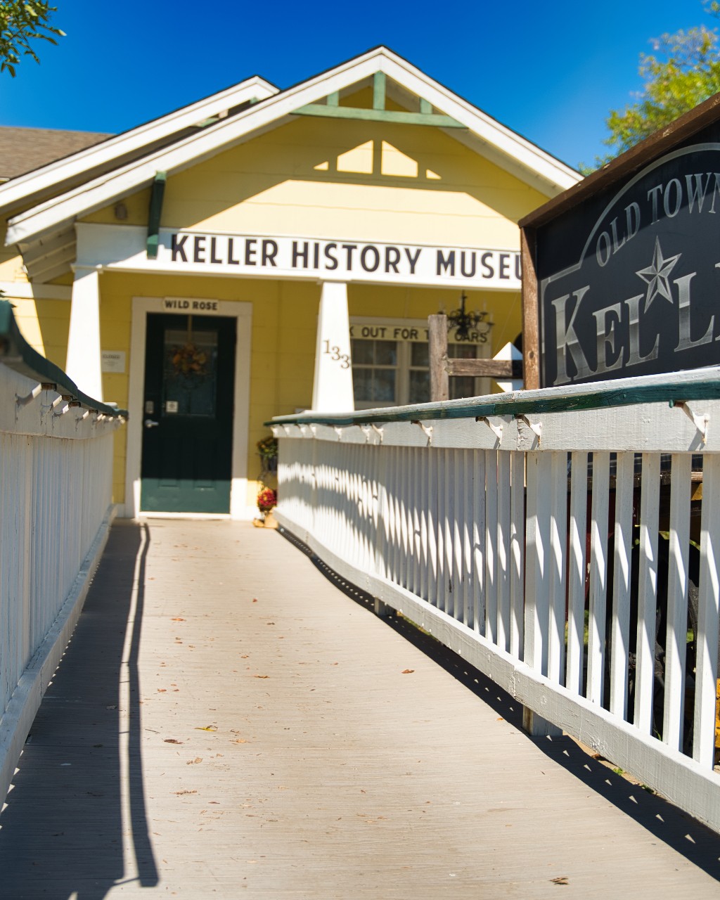 The Keller History Museum and Old Town Keller sign
